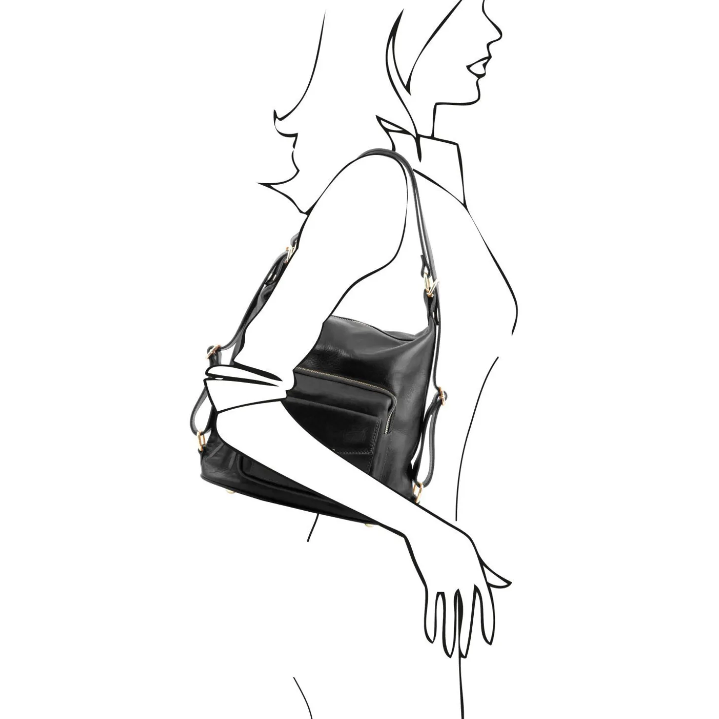 Leather Convertible Backpack Shoulderbag