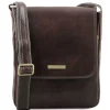 Leather Crossbody bag for men With Front zip