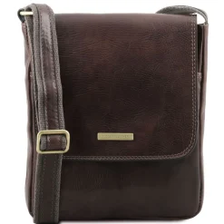 Leather Crossbody bag for men With Front zip