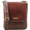 Leather Crossbody bag for men With Front zip