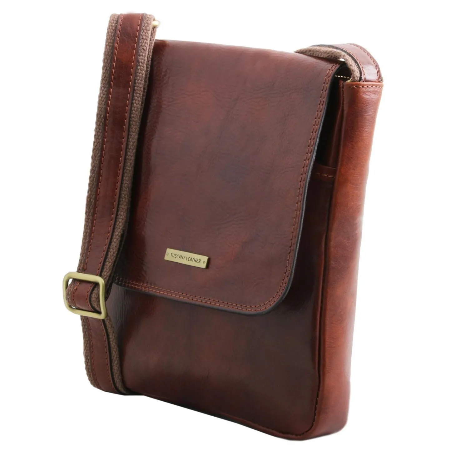 Leather Crossbody bag for men With Front zip