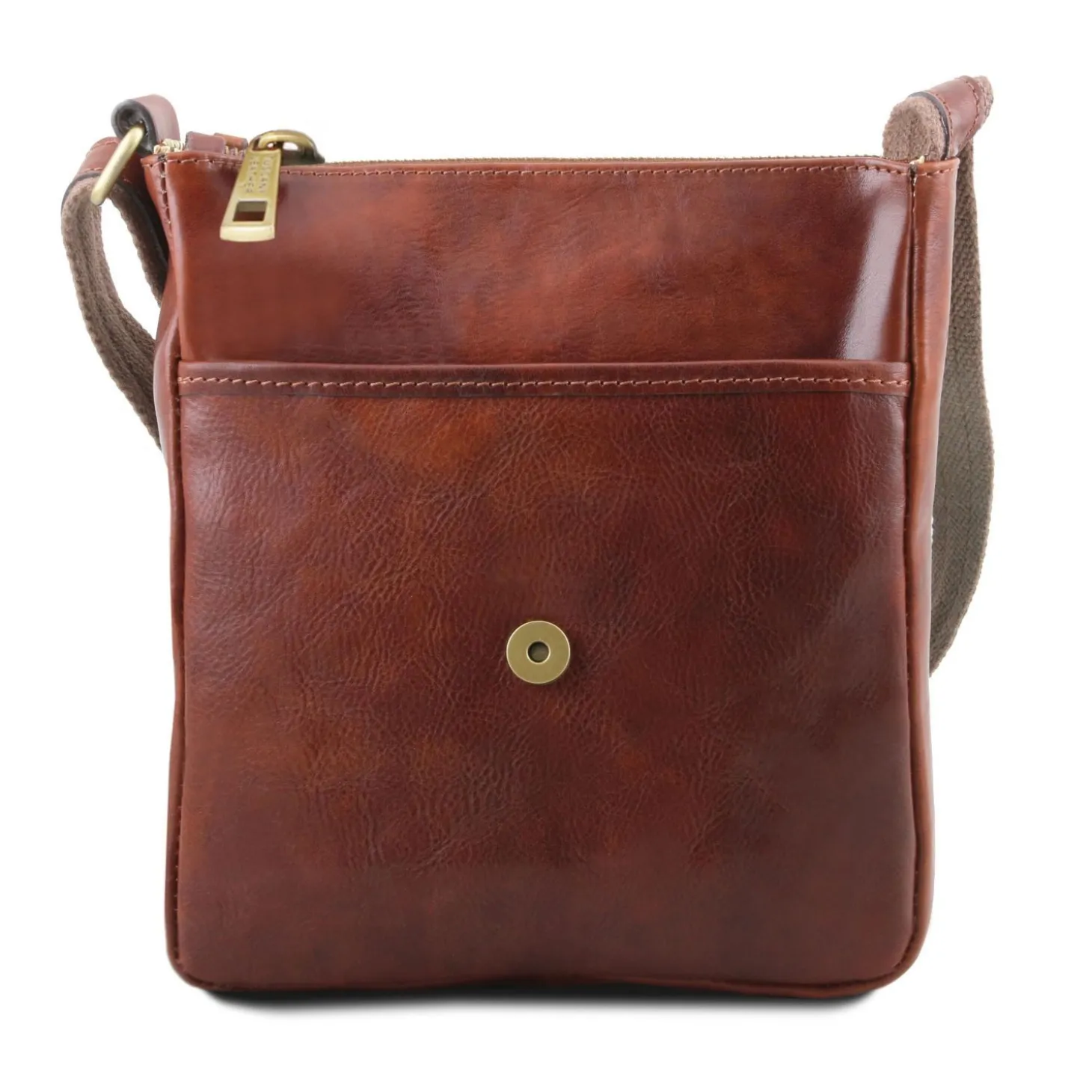 Leather Crossbody bag for men With Front zip