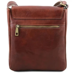 Leather Crossbody bag for men With Front zip