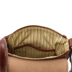 Leather Crossbody bag for men With Front zip