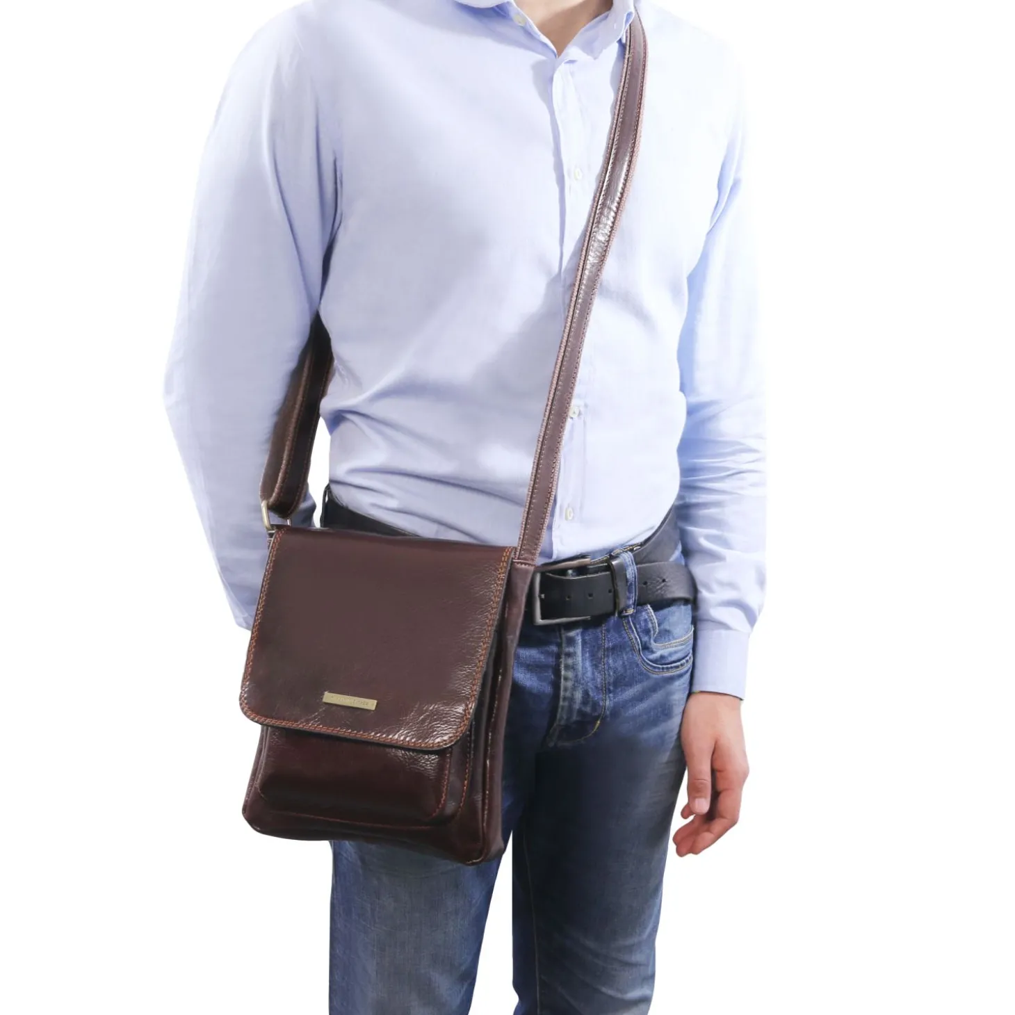Leather Crossbody bag for men With Front Pocket