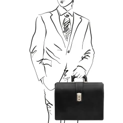 Leather Doctor bag Briefcase 3 Compartments