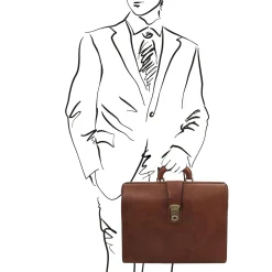 Leather Doctor bag Briefcase 3 Compartments