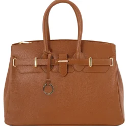 Leather Handbag With Golden Hardware