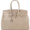 Leather Handbag With Golden Hardware