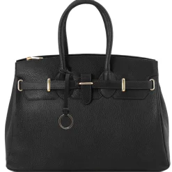 Leather Handbag With Golden Hardware