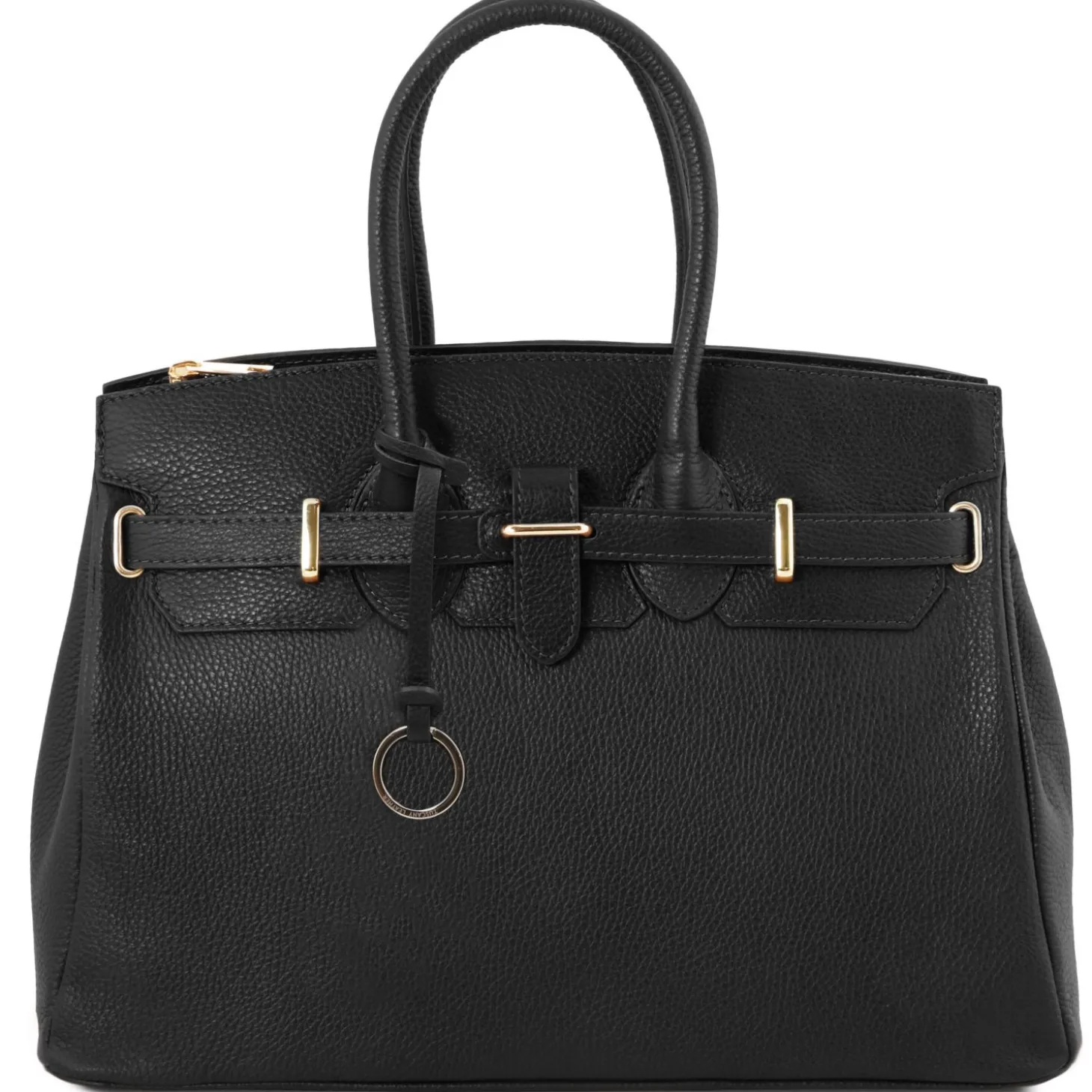 Leather Handbag With Golden Hardware