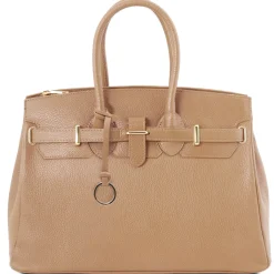 Leather Handbag With Golden Hardware