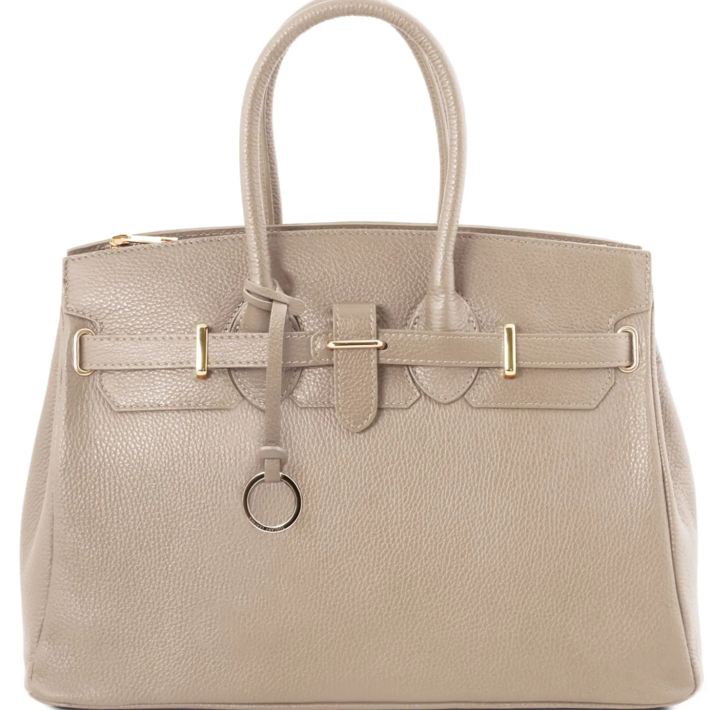 Leather Handbag With Golden Hardware