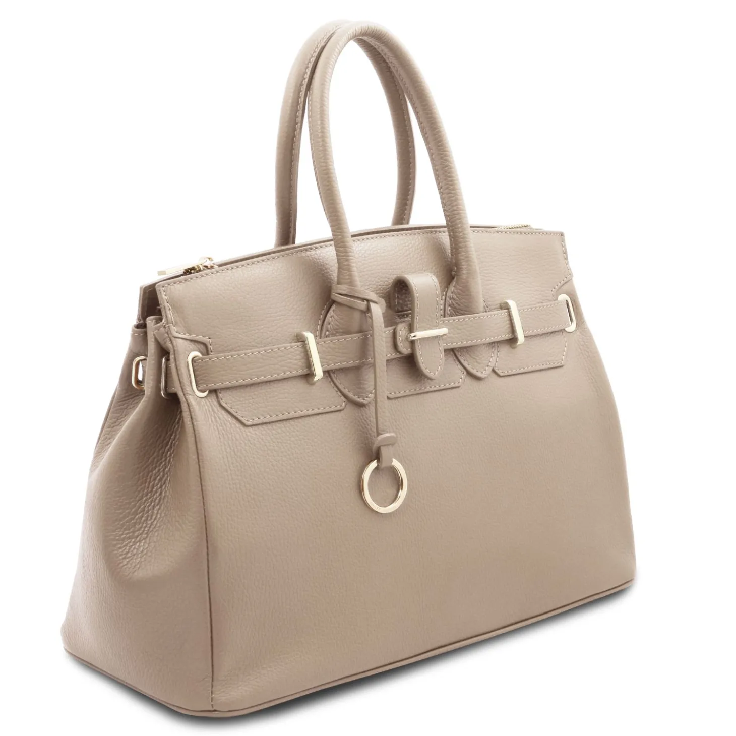 Leather Handbag With Golden Hardware
