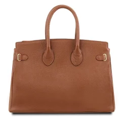 Leather Handbag With Golden Hardware