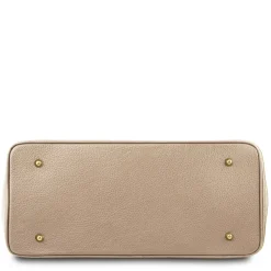 Leather Handbag With Golden Hardware