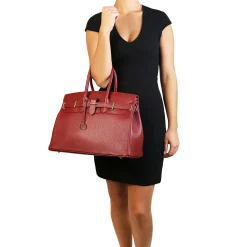 Leather Handbag With Golden Hardware
