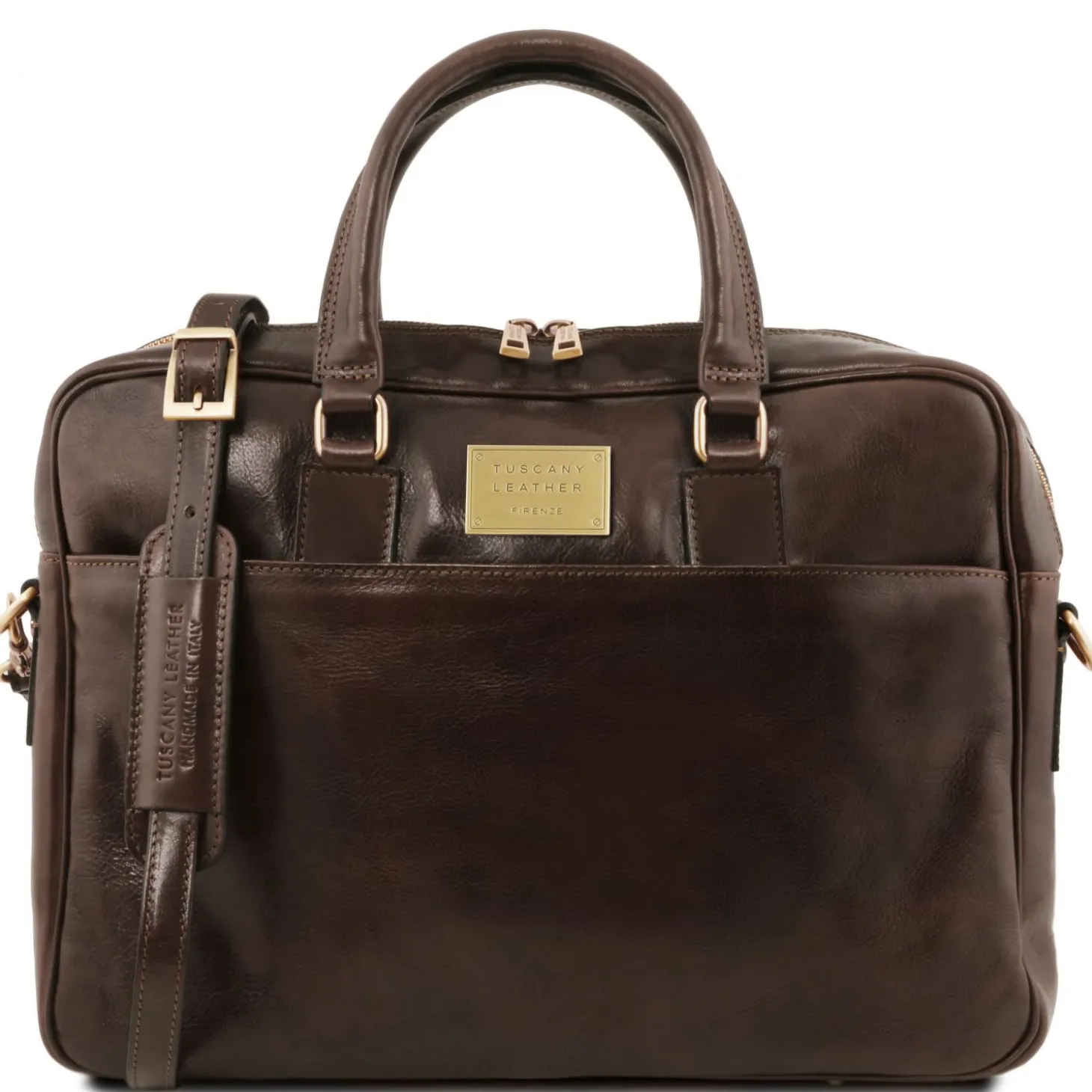 Leather Laptop Briefcase With Front Pocket