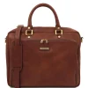 Leather Laptop Briefcase With Front Pocket