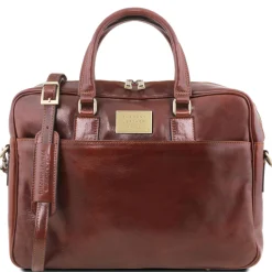 Leather Laptop Briefcase With Front Pocket