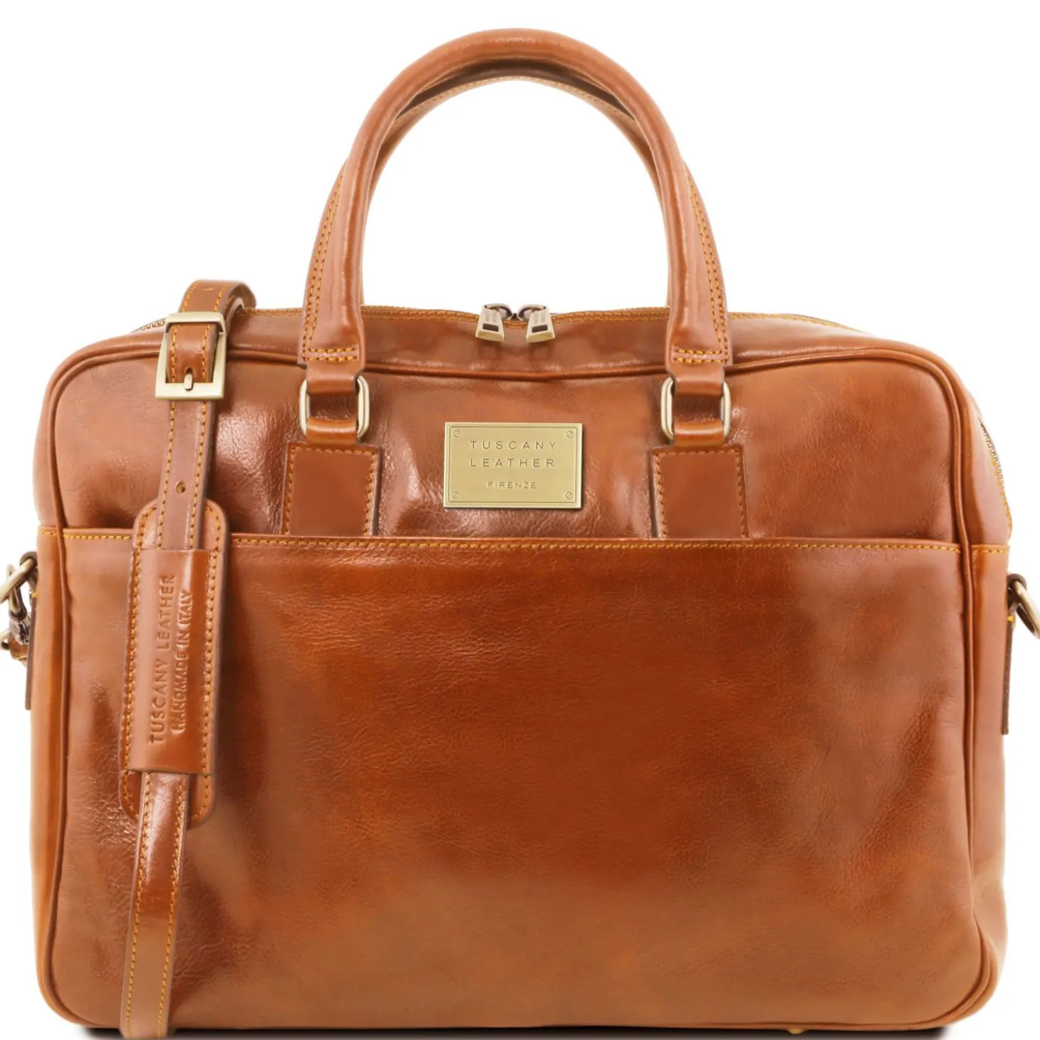 Leather Laptop Briefcase 2 Compartments With Front Pocket