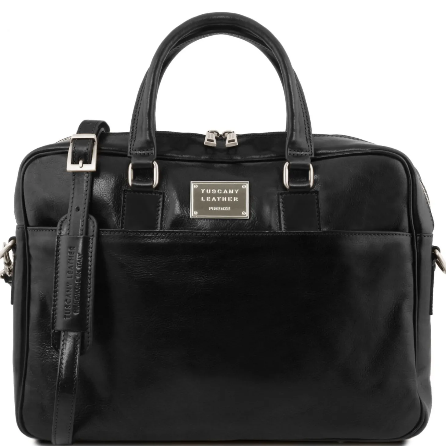 Leather Laptop Briefcase 2 Compartments With Front Pocket