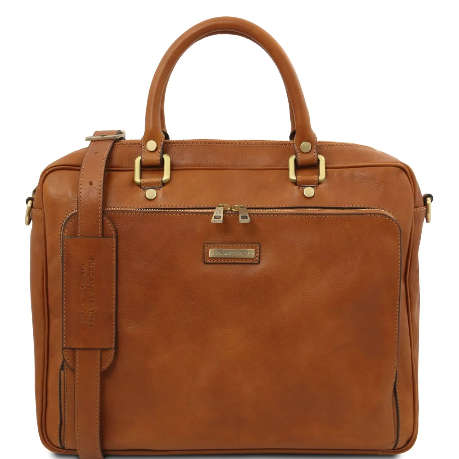 Leather Laptop Briefcase With Front Pocket