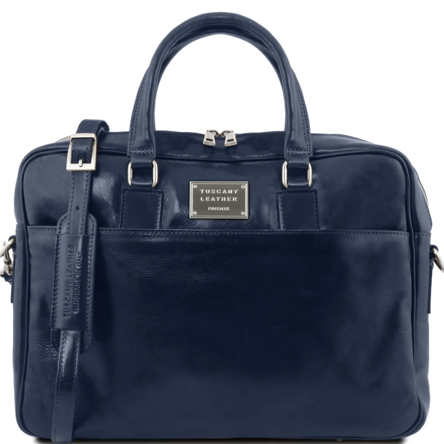 Leather Laptop Briefcase With Front Pocket