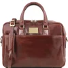 Leather Laptop Briefcase 2 Compartments With Front Pocket