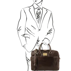 Leather Laptop Briefcase With Front Pocket