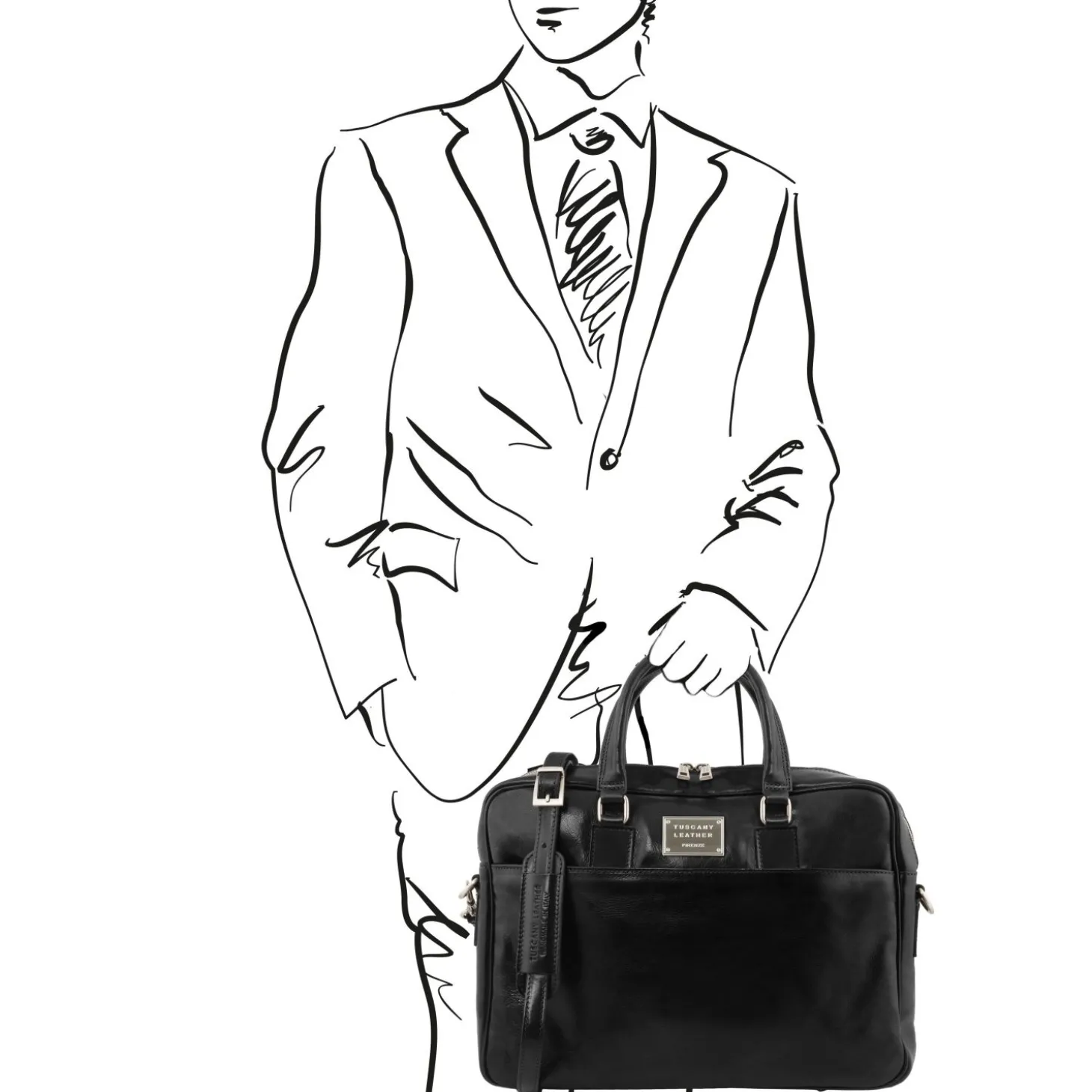 Leather Laptop Briefcase With Front Pocket