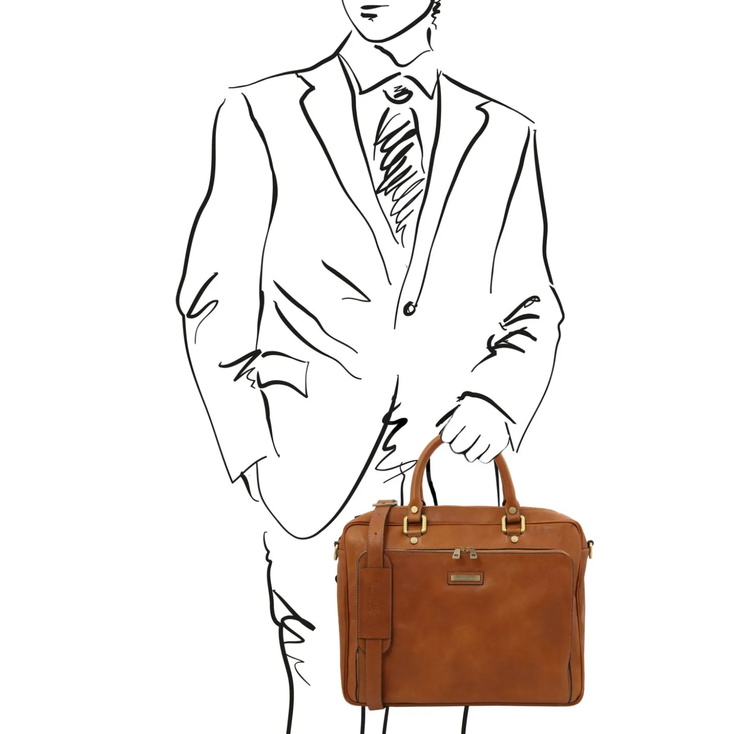 Leather Laptop Briefcase With Front Pocket
