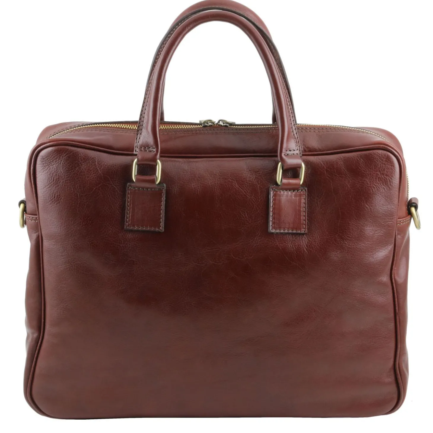 Leather Laptop Briefcase With Front Pocket