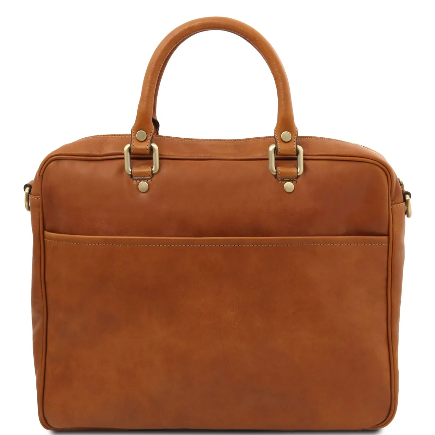Leather Laptop Briefcase With Front Pocket