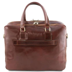 Leather Laptop Briefcase 2 Compartments With Front Pocket