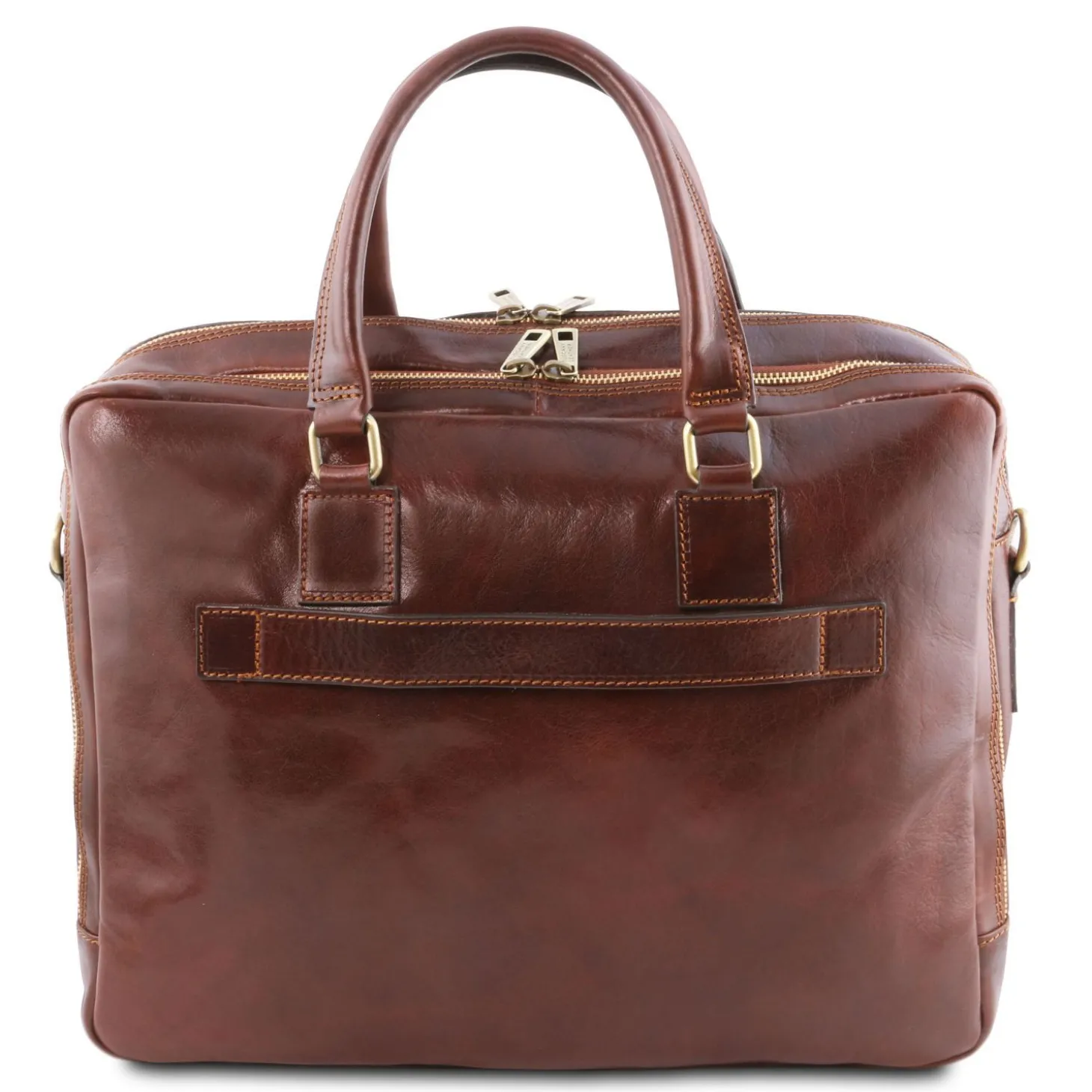 Leather Laptop Briefcase 2 Compartments With Front Pocket