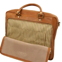 Leather Laptop Briefcase With Front Pocket
