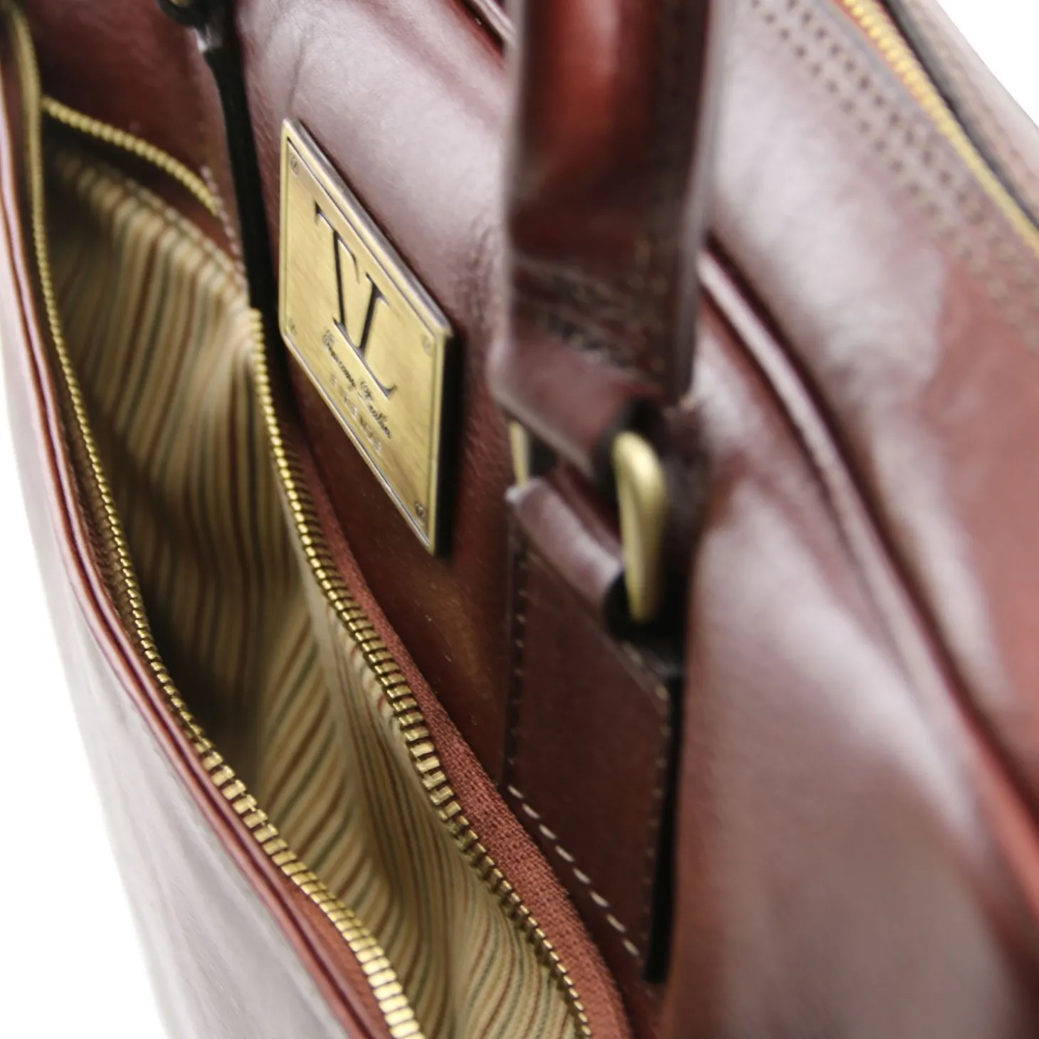 Leather Laptop Briefcase With Front Pocket