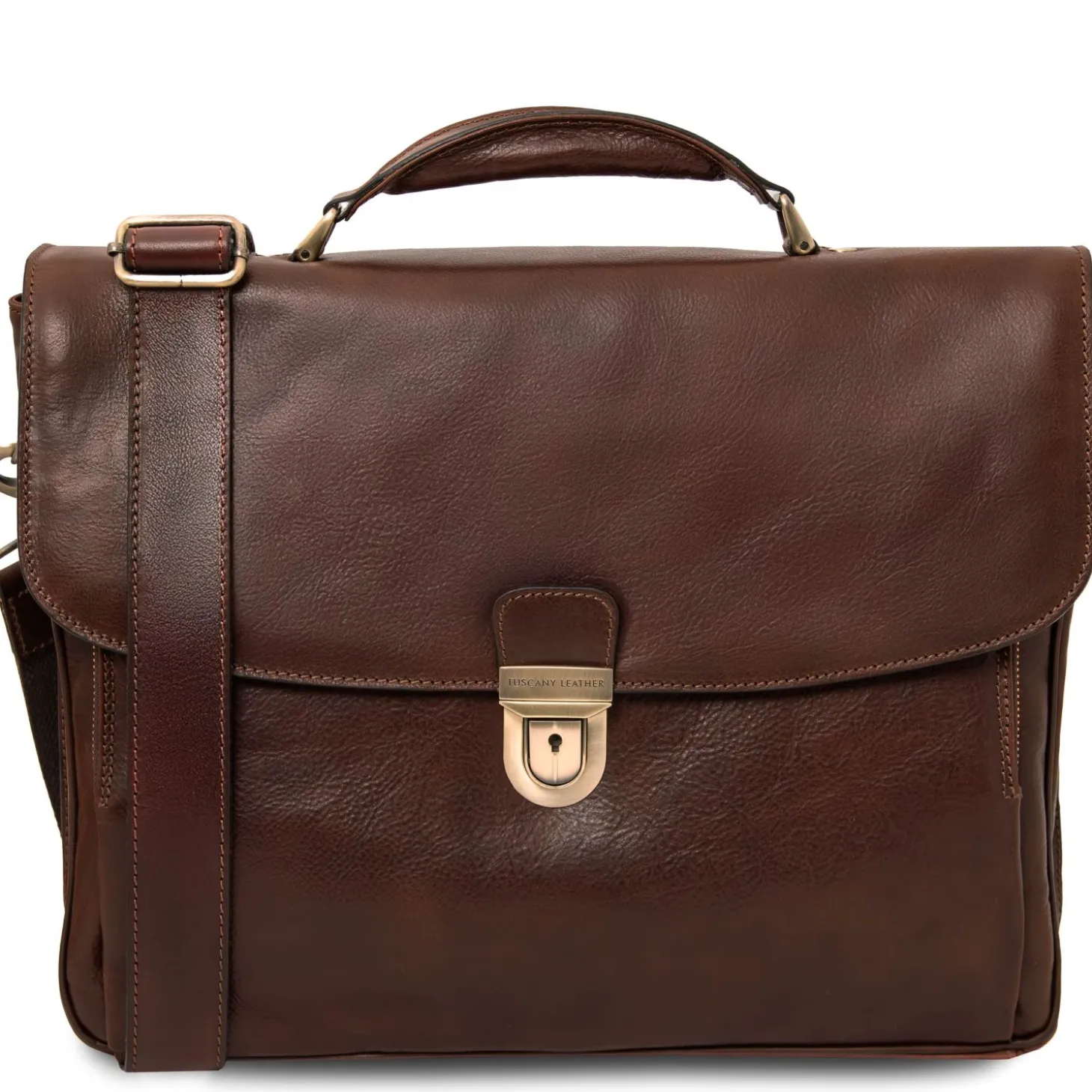 Leather Multi Compartment TL SMART Laptop Briefcase