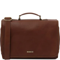 Leather Multi Compartment TL SMART Briefcase With Flap