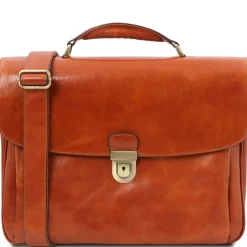 Leather Multi Compartment TL SMART Laptop Briefcase