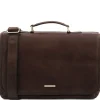 Leather Multi Compartment TL SMART Briefcase With Flap