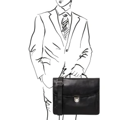 Leather Multi Compartment TL SMART Laptop Briefcase