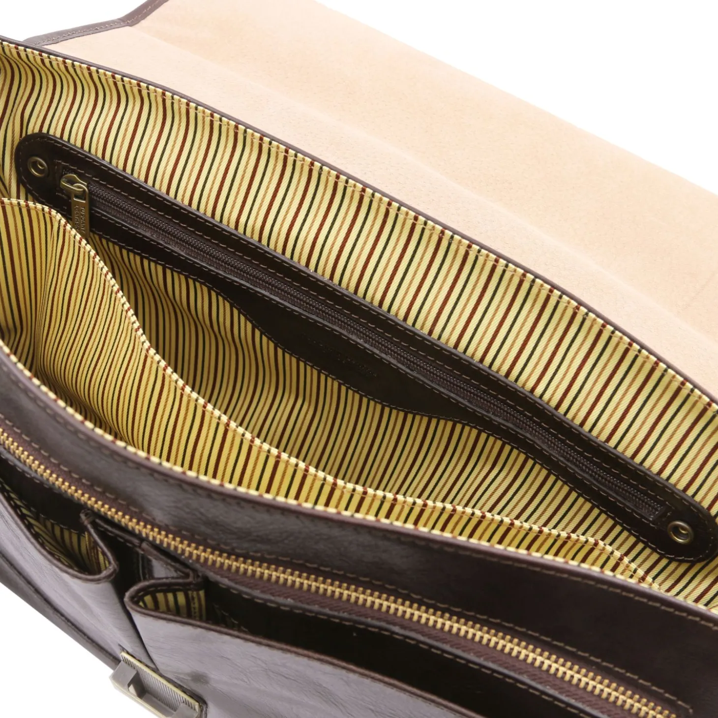 Leather Multi Compartment TL SMART Briefcase With Flap