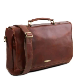 Leather Multi Compartment TL SMART Briefcase With Flap