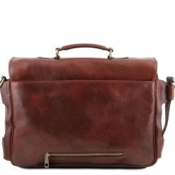 Leather Multi Compartment TL SMART Briefcase With Front Pockets