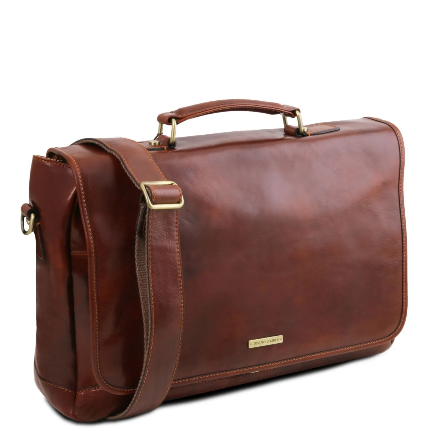 Leather Multi Compartment TL SMART Briefcase With Flap