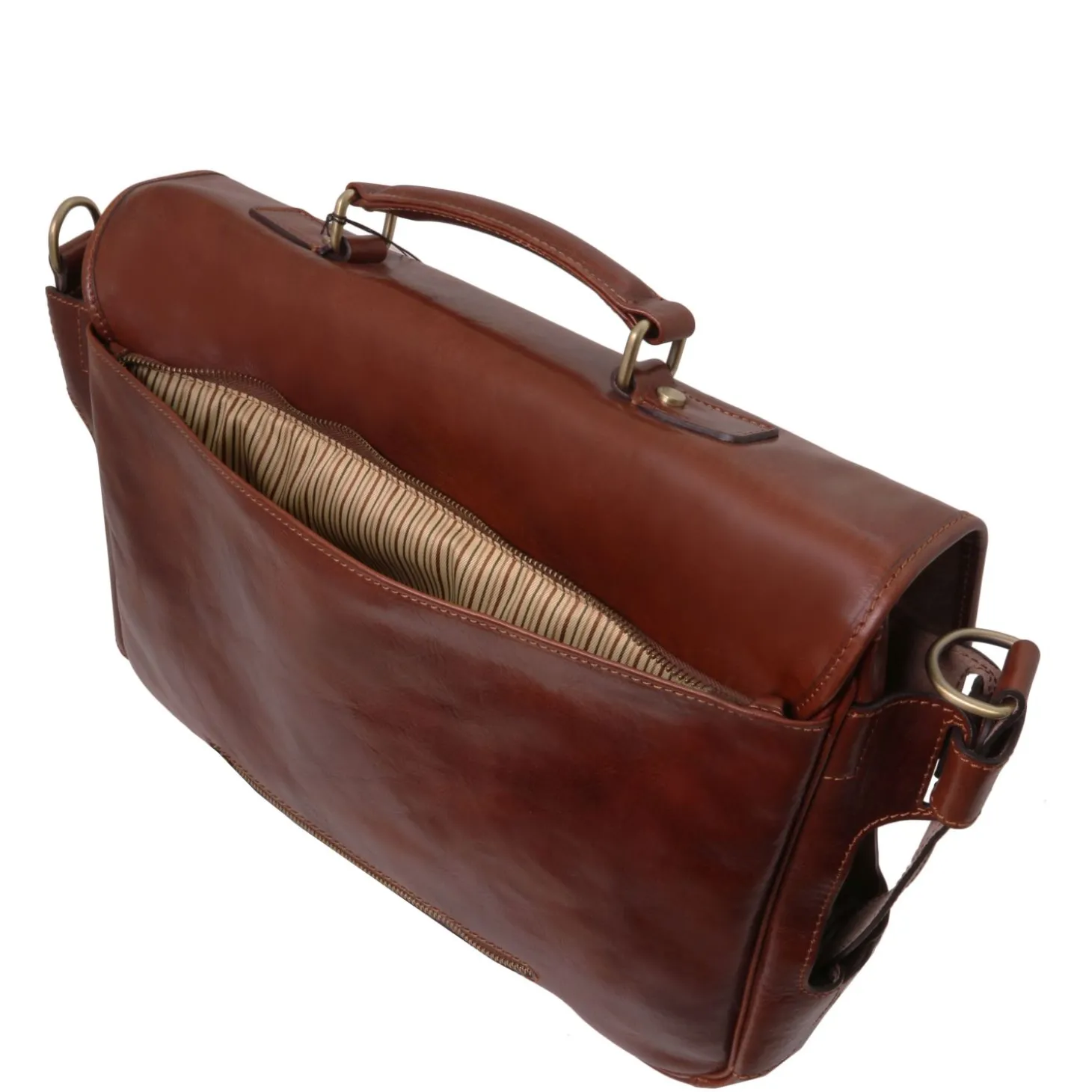 Leather Multi Compartment TL SMART Briefcase With Front Pockets