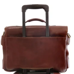 Leather Multi Compartment TL SMART Briefcase With Front Pockets