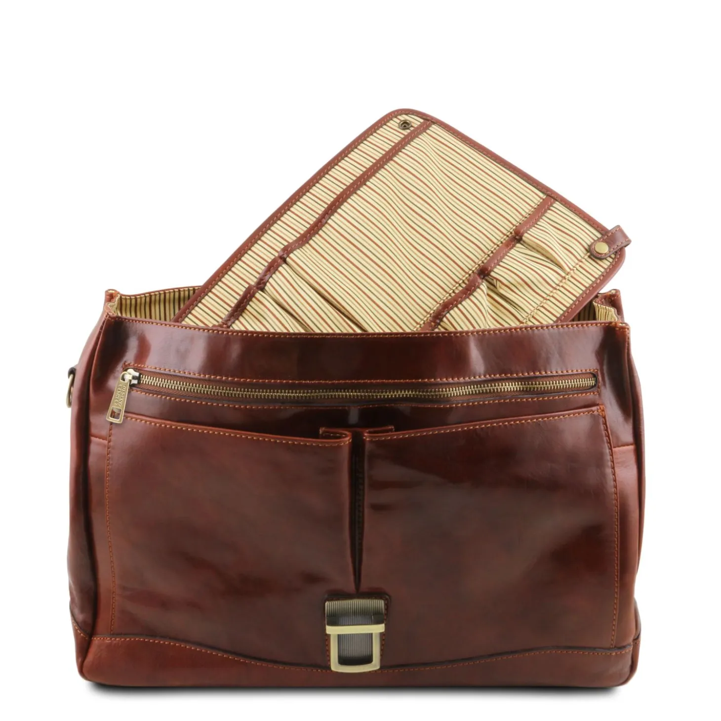 Leather Multi Compartment TL SMART Briefcase With Flap